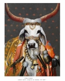 Artist: Jiban Biswas <br> Title : Cosmic Cow 3<br> Medium: Acrylic on Canvas<br> Size : 36 x 48 inches