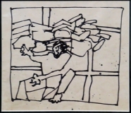 Artist: M F Husain<br> Title : Untitled<br> Medium: Pen on paper<br> Size : 7.5 x 8 inches
