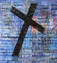 Artist: Kalicharan Gupta<br> Title : Time of Cross<br> Medium: Acrylic on canvas<br> Size : 55 X 50 inches<br> Year : 2015