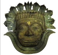 Title : Bhuta Mask From Karnataka<br> Medium: Mixed Alloy<br> Size : 14 x 13 x 5 inches
