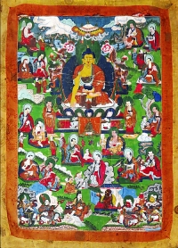 Artist: Thangka Painting<br> Title Life of Buddha<br> Medium: Natural Pigments on Cloth<br> Size : 29.5 x 19.25 inches