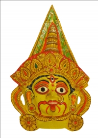 Artist: Masks From Raghurajpur Odissa<br> Title : Kali<br> Medium: Paper Mache<br> Size : 23 x 14 x 4 inches (each )