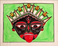Artist: Folk Art From Gauripur Assam<br> Title :Kali<br> Medium: Gouache on Paper<br> Size : 22 x 28 inches
