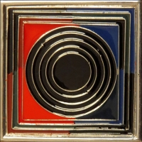 Artist : S. H. Raza<br> Title : Signed verso<br> Medium: Painted on Silver Pendent <br> Size 1.75 x 1.75 inches