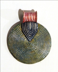 Artist : Priyanka Govil<br> Title : Signed verso<br> Medium: Painted on Silver Pendent<br> Size : 2 x 1.6 inches