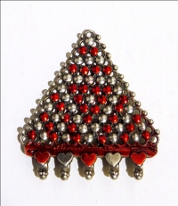 Artist : Gopa Trivedi<br> Title : Signed verso<br> Medium: Painted on Silver Pendent<br> Size : 2 x 1.75 inches<