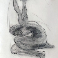 Holding Above, Drawing Conte on Paper, 2013, 25 x 19 inches