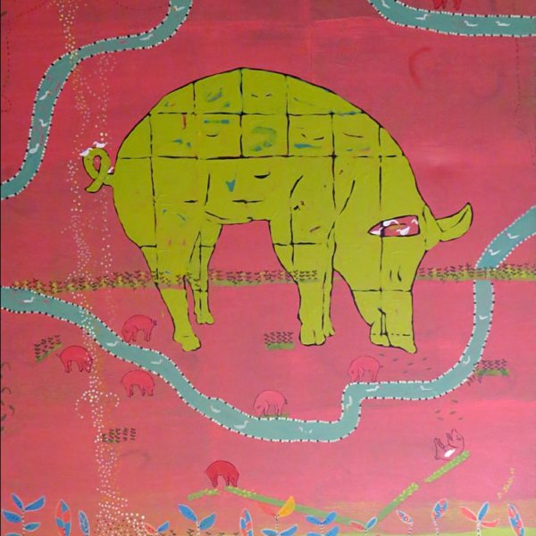 Dhaneshwar Shah , Pig on Pig space, Acrylic on canvas, 60 x 48 inch, 2007