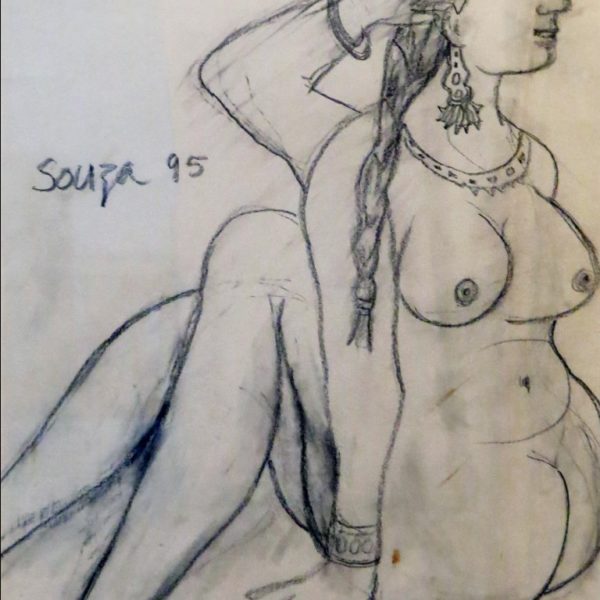 F.N Souza, Pencil on paper, 14 x 10.5 inches, 1995
