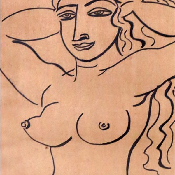 George Keyt , Nude, Drawing (Ink on paper board), 19.5 x 12 inch, 1954